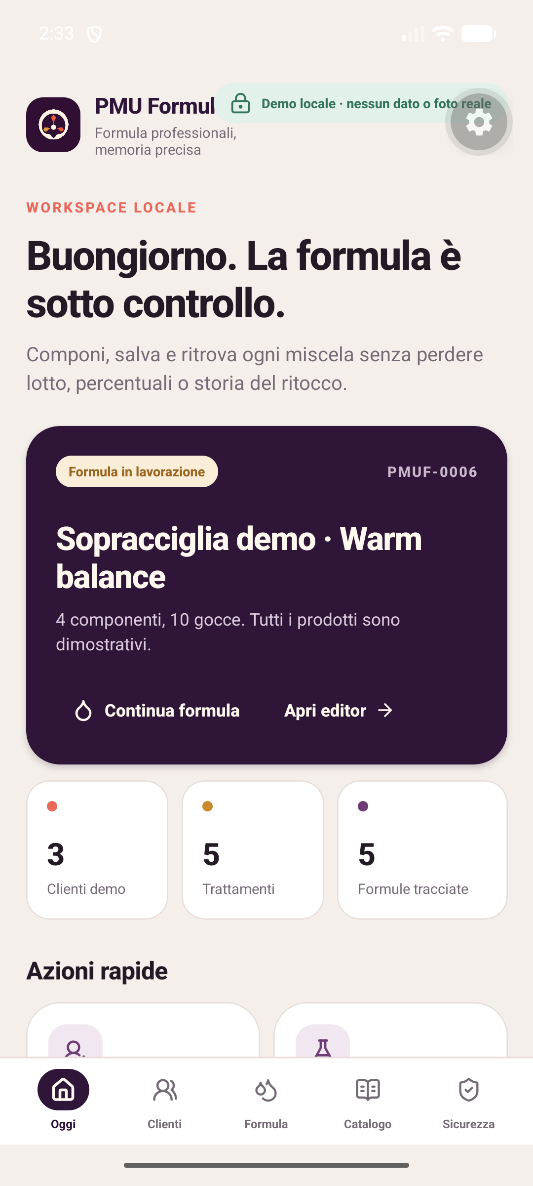 Schermata dimostrativa dell'app PMULoop per professioniste PMU